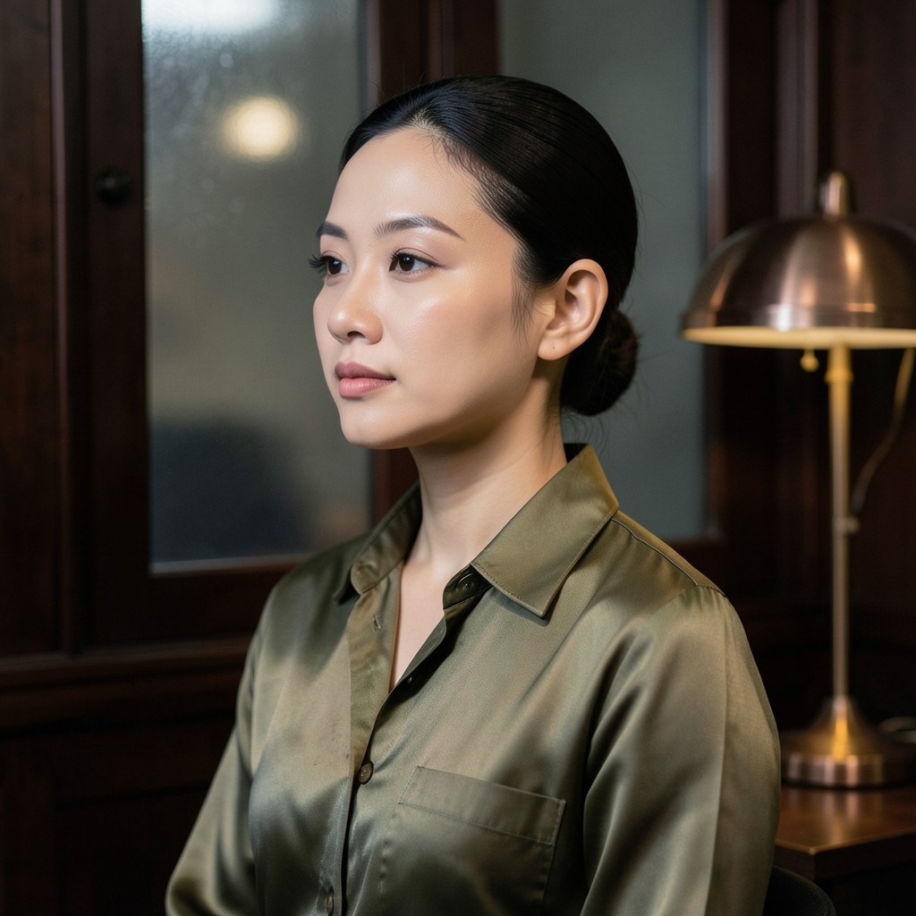 Portrait of Farida Wae-useng, associate planner, beside a copper lamp